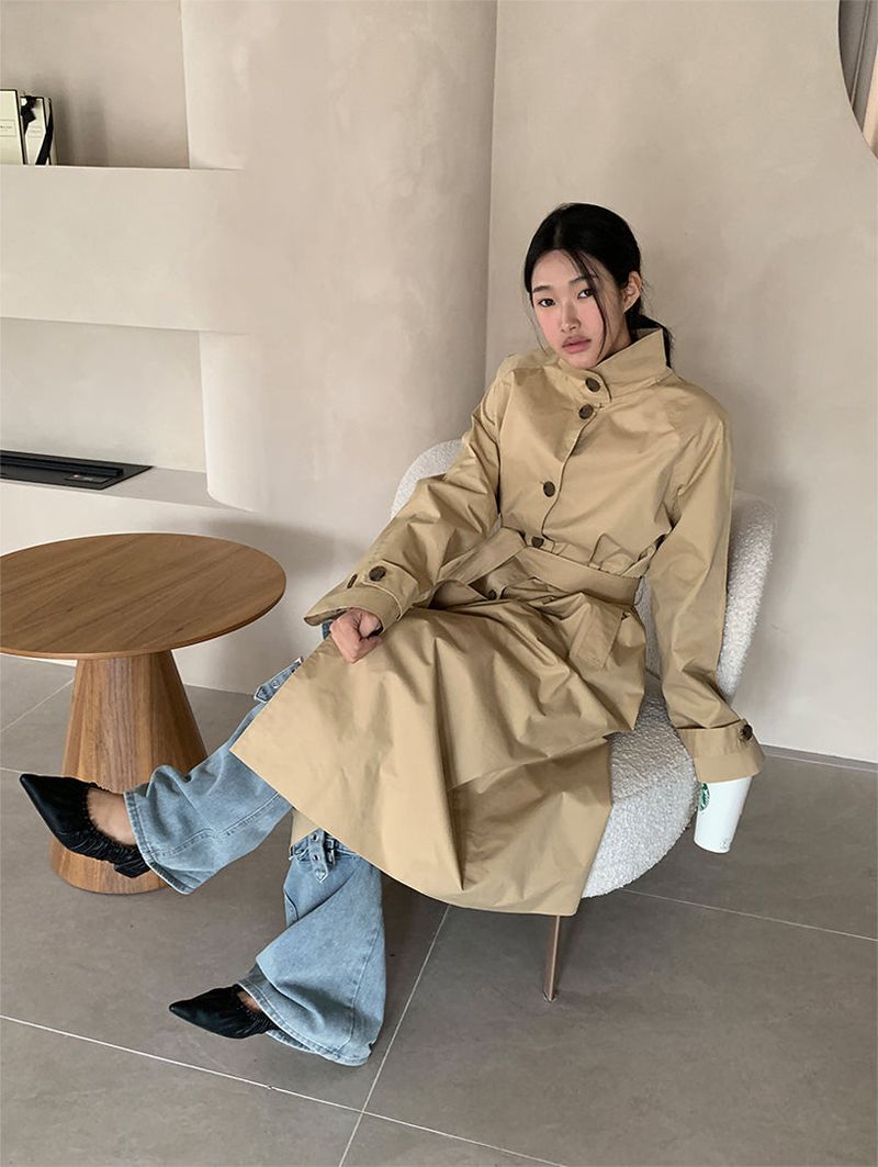 HIGH NECK MAXI TRENCH COAT (3C)