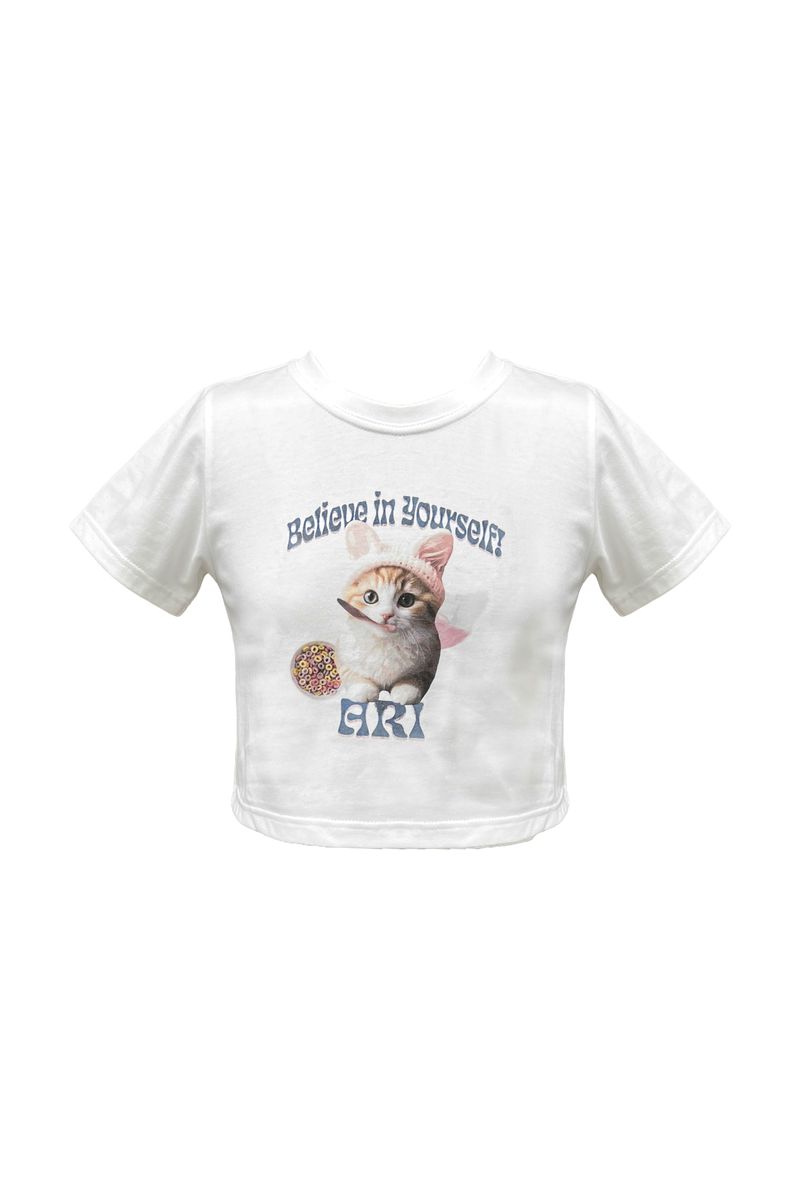 RABBIT CAT CROP T-SHIRT