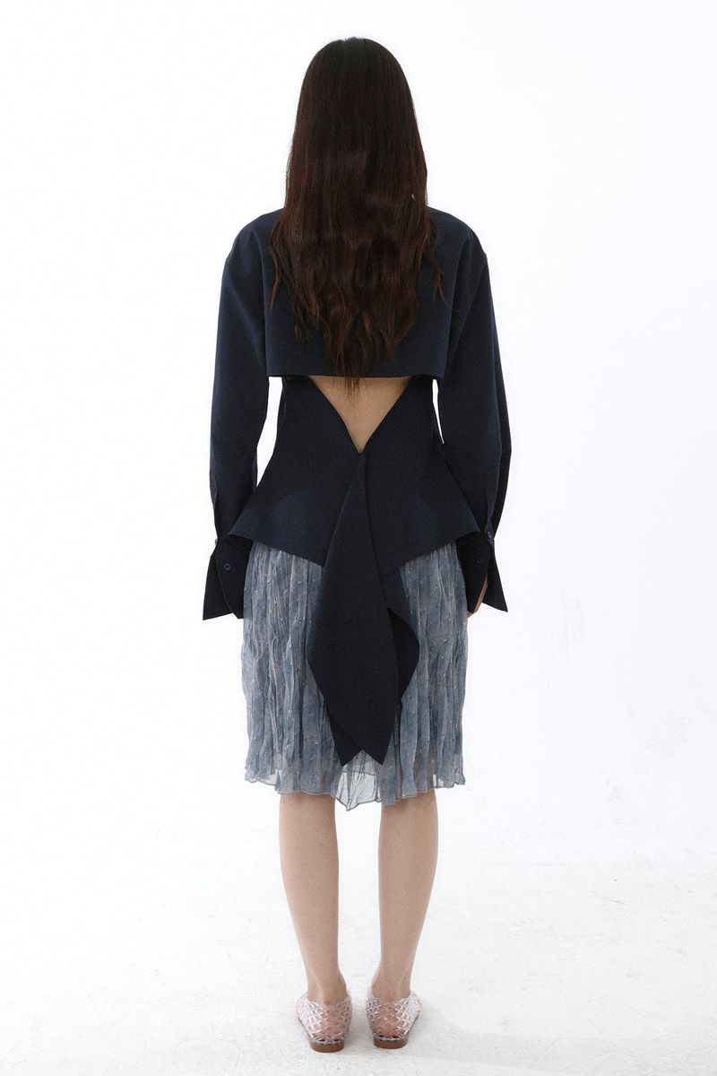 BACKLESS SHIRT_NAVY