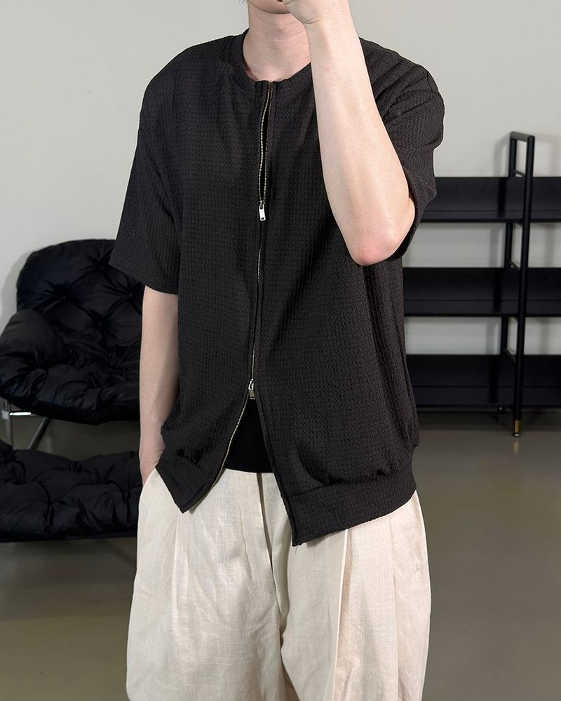Rell Short Sleeve Knit Zip-Up