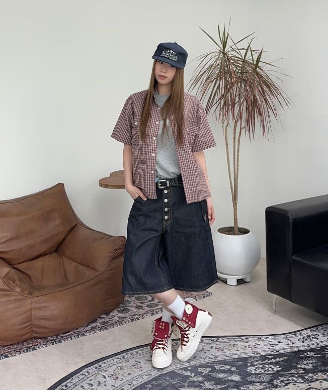 Arpa Front Button Bermuda Denim Pants