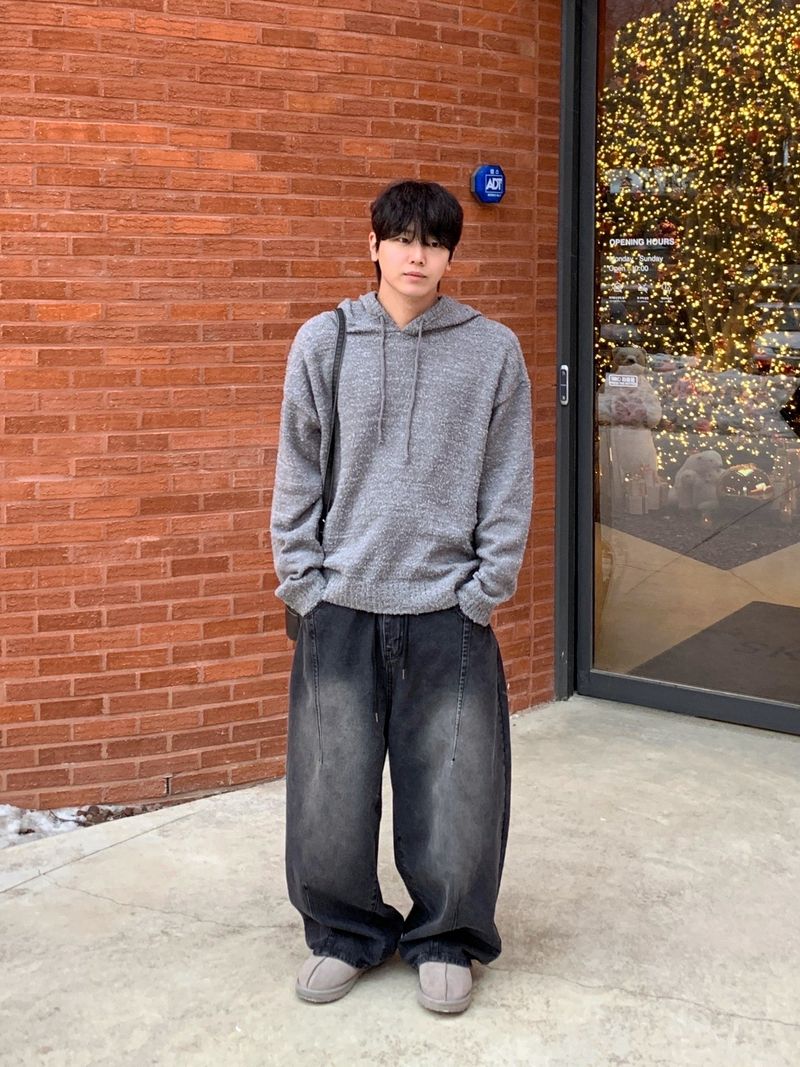 Work vintage patch banding denim pants