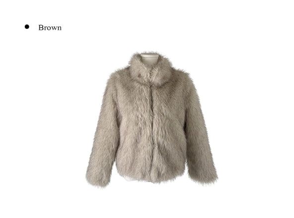 [Lining Quilting] Celan Hairy Fur Collar Jacket