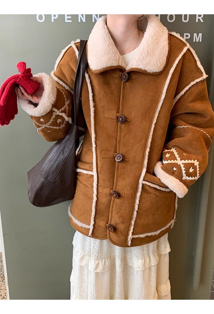 Camel suede oversized fit coat