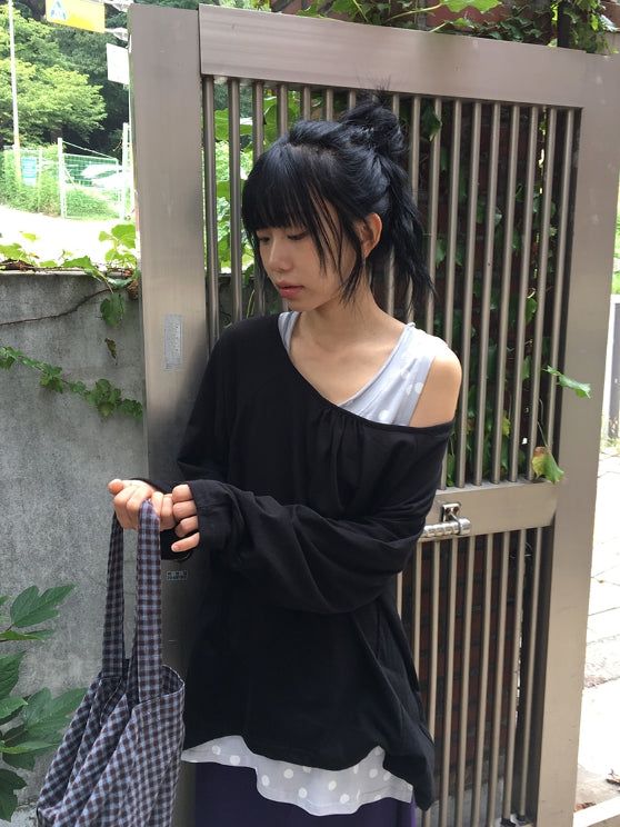 26FW★ [BAONHAUS] Renil Shirring Layered Long Sleeve Tee