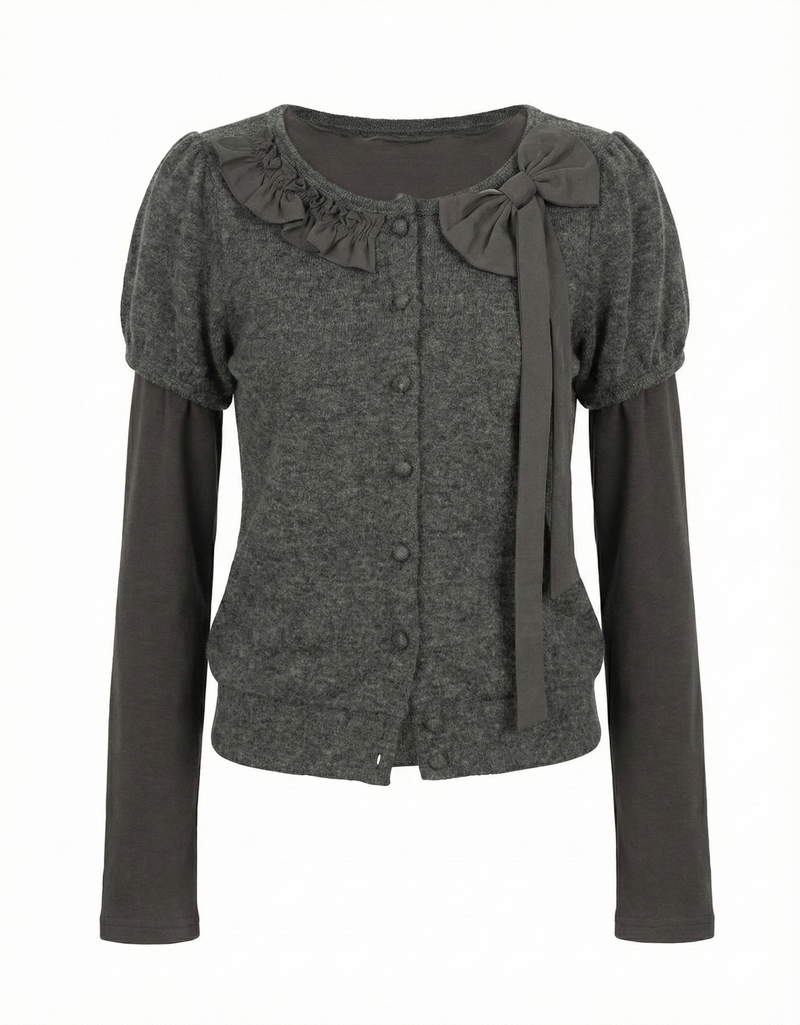 Cozy&Kitsch(コージーアンドキッチ)の「Chloe Ribbon Puff Layered Top(Tops)」