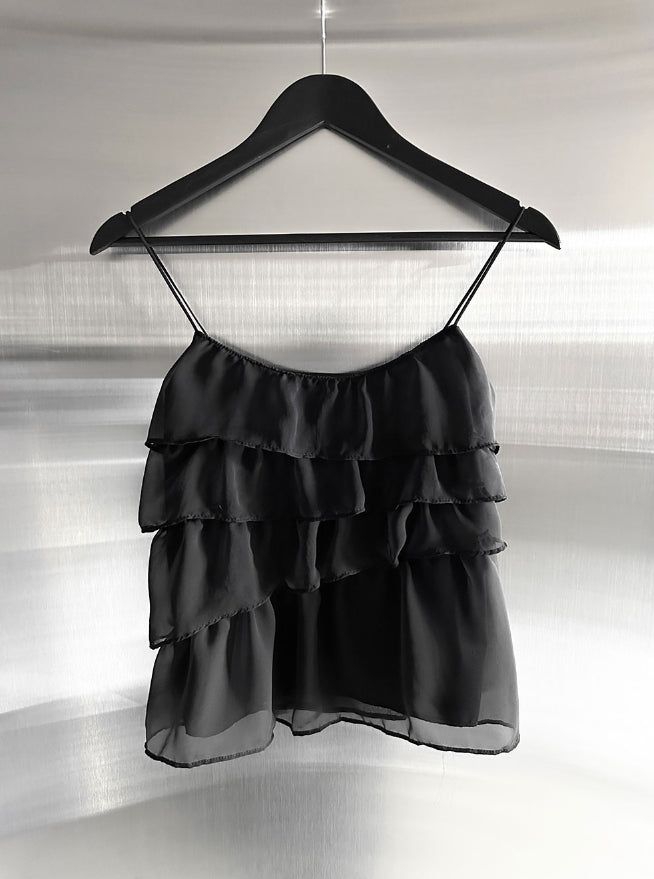 Flynn See-through Frill Tiered Blouse