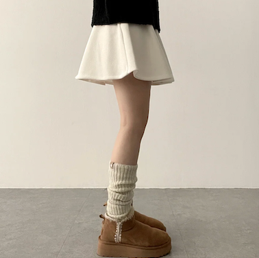 Lorton Wool Pin Tuck Flared Miniskirt