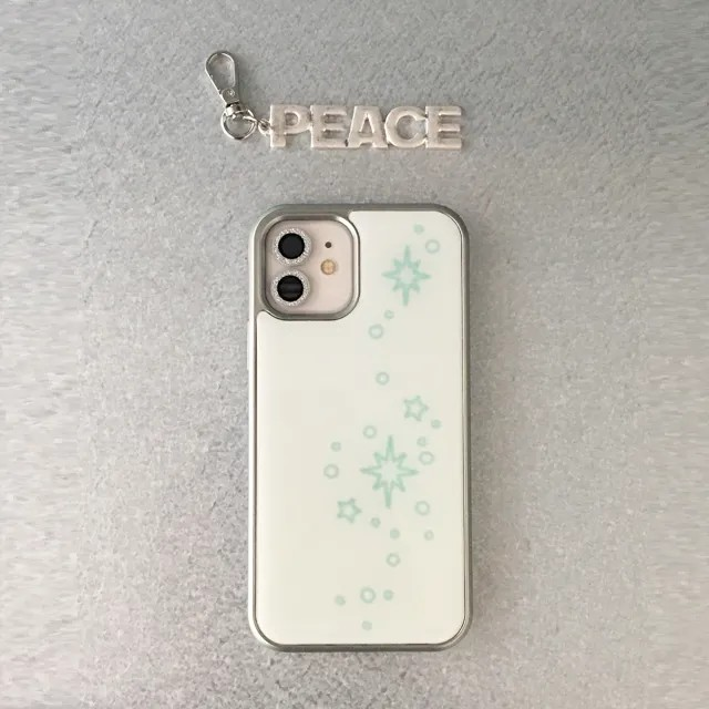 Light and stars outline mint silver epoxy case