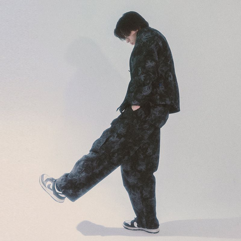 tie-dye wide cargo pants_black