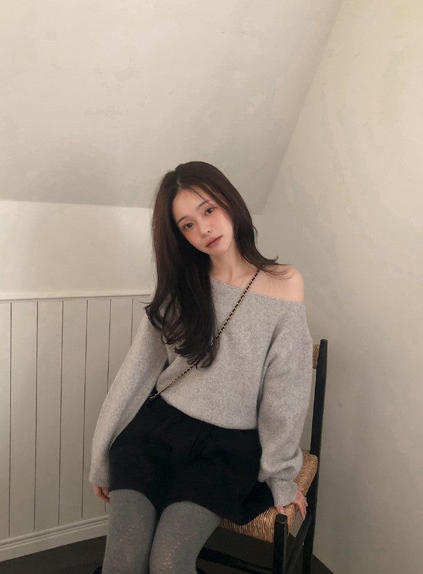 MN Daily Wool Off Shoulder Knit (4color)