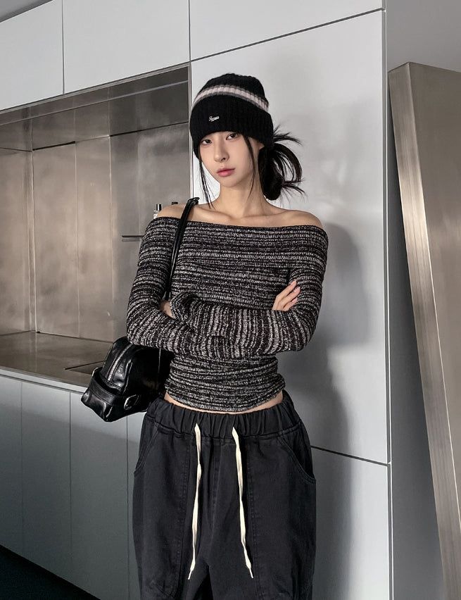Sein Bokashi Off Shoulder Knit