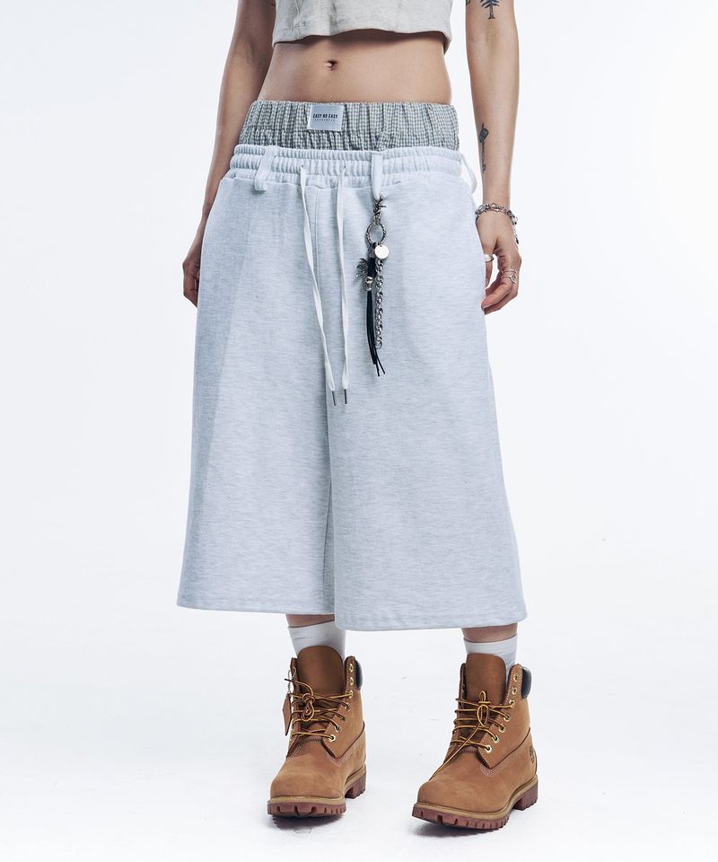 EASY NO EASY(イージーノーイージー)の「Boxer Layered Bermuda Sweat Pants - White(Pants)」