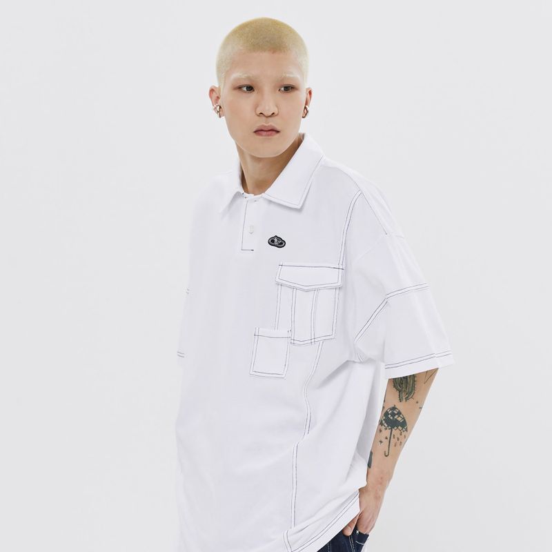 ROMANTIC CROWN（ロマンティッククラウン）の「DOUBLE POCKET STITCH PIQUE SHIRT（Tops）」
