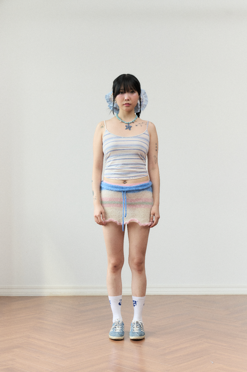 stripe sleeveless blue