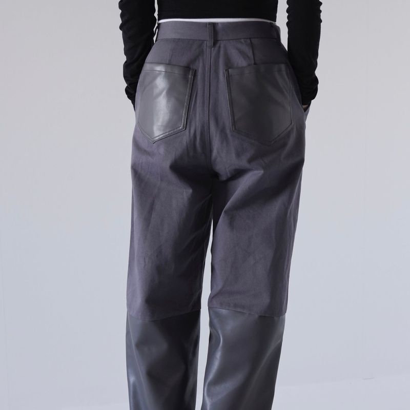 fake leather switching pants