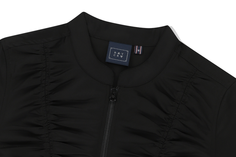 SHIRRING COTTON ZIP UP