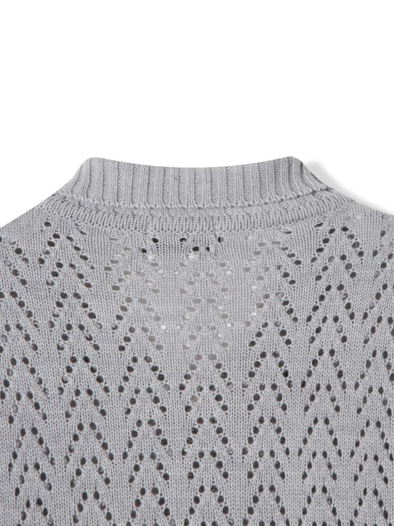 Cropped Knit Punching Zip-Up 4COLOR