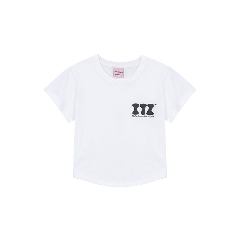 ITZ MINI LOGO CROP T SHIRT - WHITE