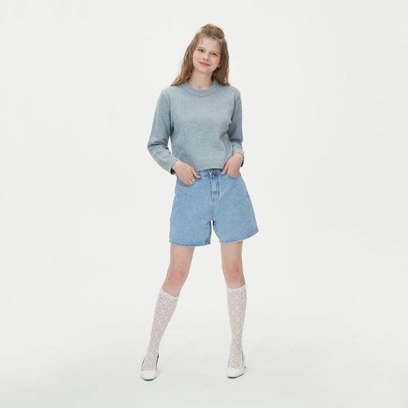 ROUND NECK WOOL KNIT_BLUE
