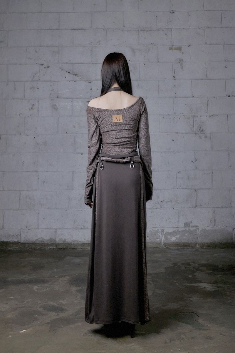 AESIR LEOPARD BELTED POCKET LONG SKIRT