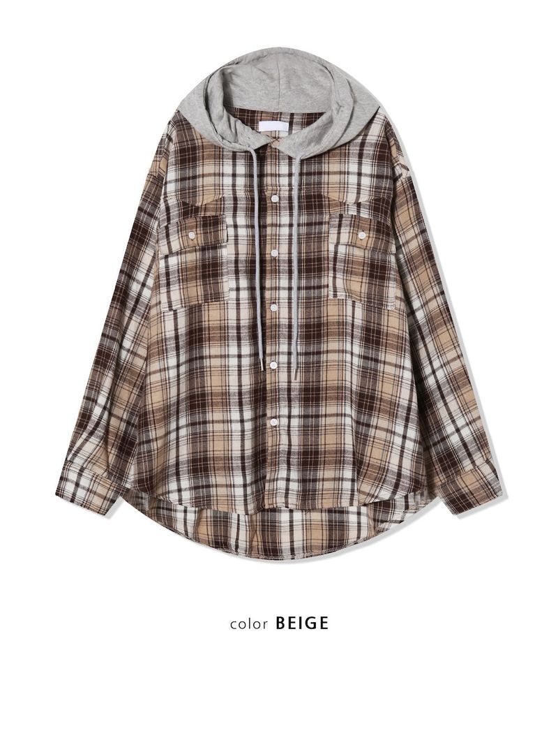 Stern Peach Check Hoodie 3C