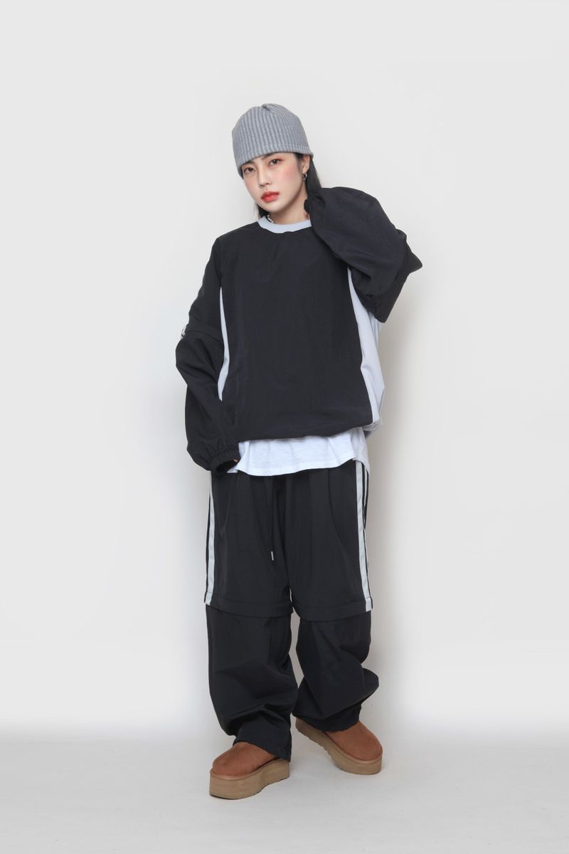 two-way nylon sweatshirt