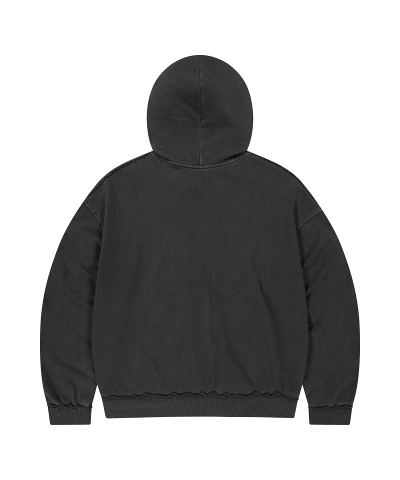 BASIC LOGO PIGMENT ZIP-UP HOODIE_CHARCOAL