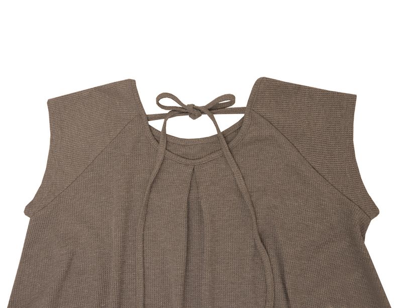 Pintuck waffle flare dress  / beige