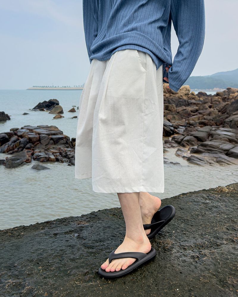 Rok Linen Pintuck Bermuda Pants