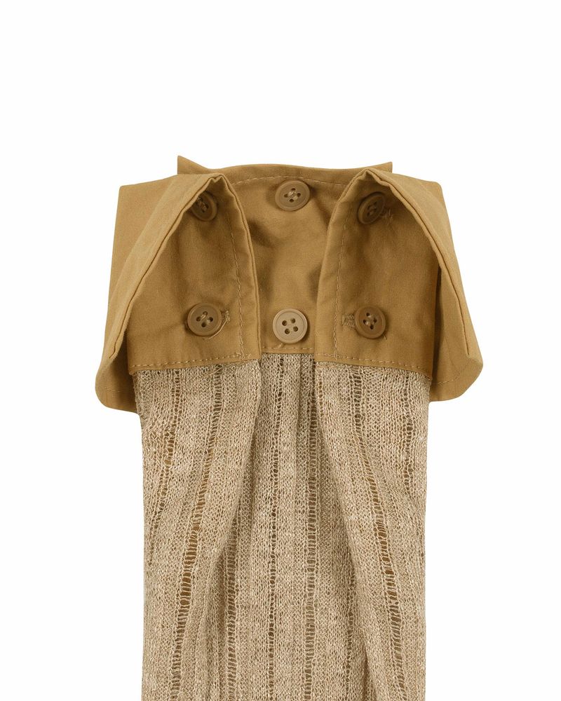  Detachable Sleeve One Shoulder Top _ BEIGE