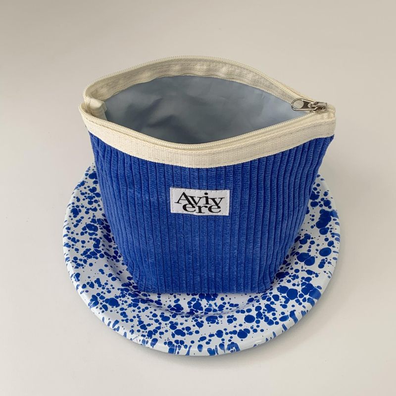 classic pouch_corduroy cobalt blue