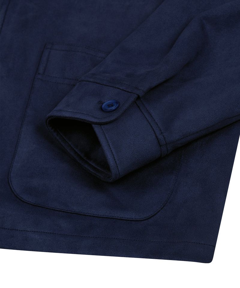 87-STAN033 [Vegan Suede] Bold Waistich Suede Jacket Navy
