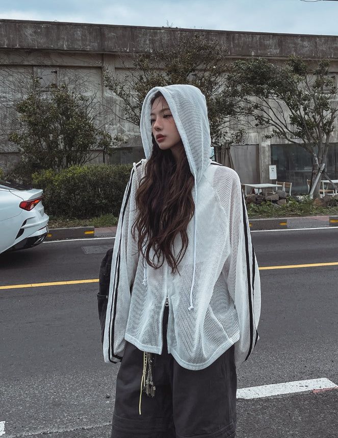 Summer Track Mesh Hooded Zip-Up