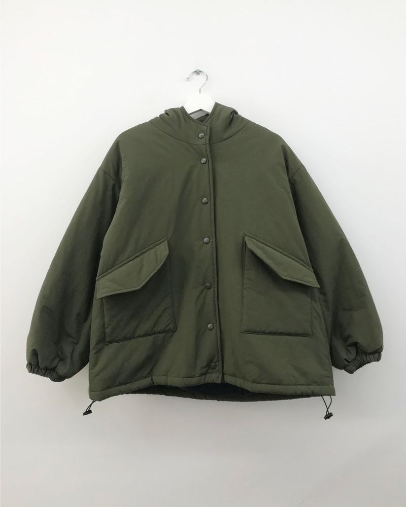 Matte Snap Hooded Padded Jacket (2 Colors)