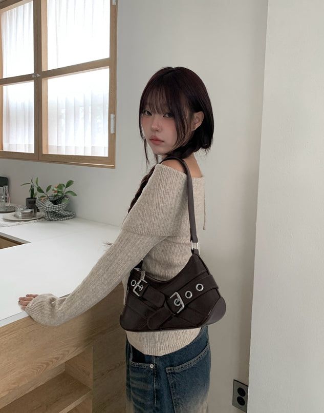 anyonemore（エニーワンモアー）の「Buckle Leather Eyelet Daily Shoulder Bag（Bags）」