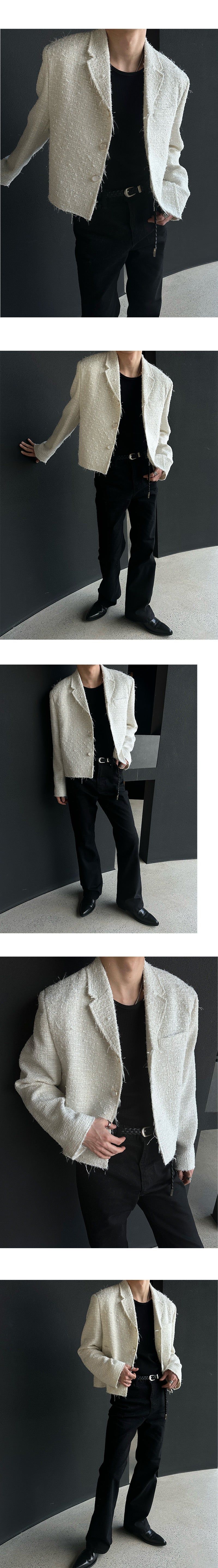 [PREMIUM] Crush glitter tweed jacket(2color)