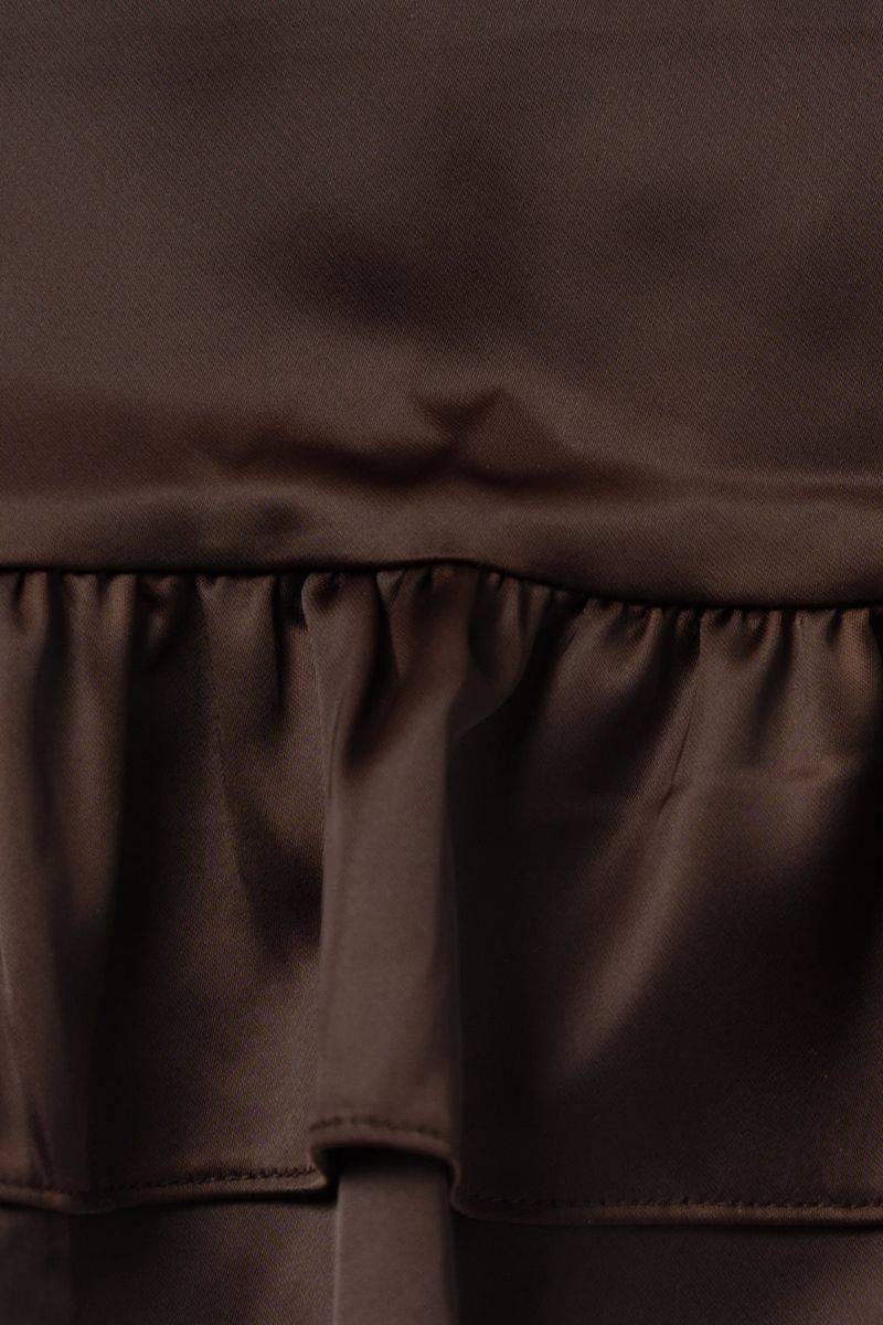 Tie satin blouse_brown