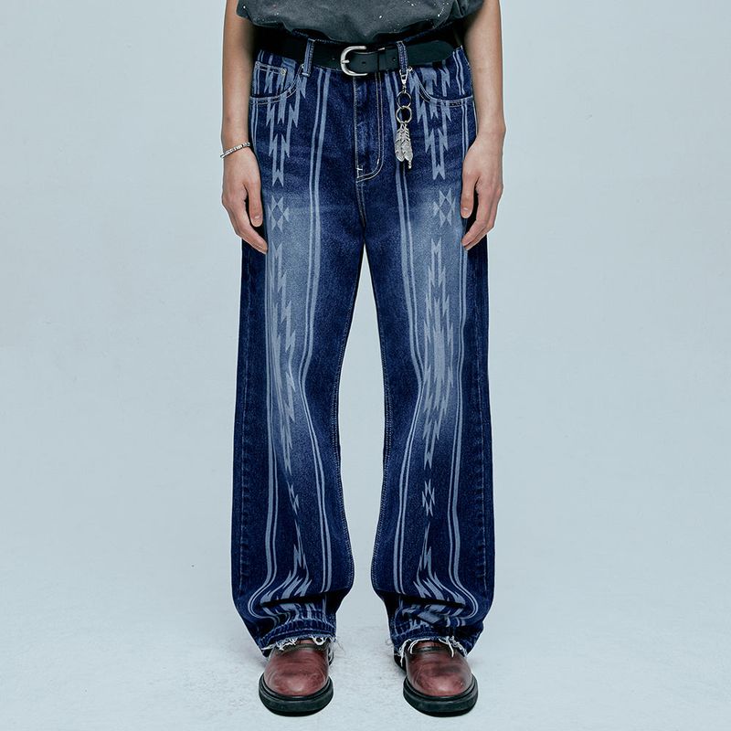KND（ケイエンド）の「navajo pattern cut off denim pants indigo blue（Pants）」