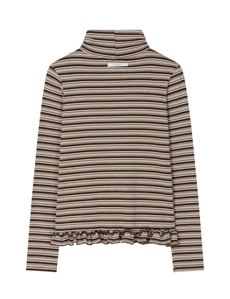 STRIPE TURTLENECK TEE(BROWN)