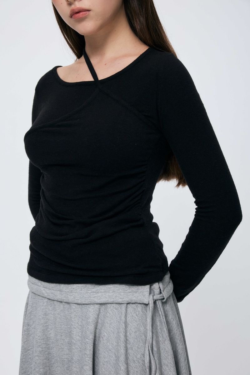 MUREN SHIRRING TOP / BLACK