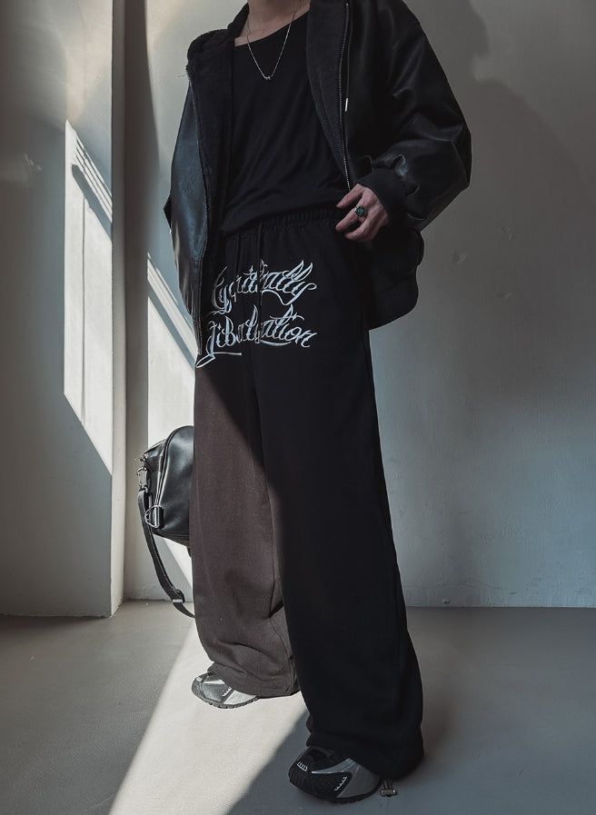 Zenith embroidered brushed wide pants