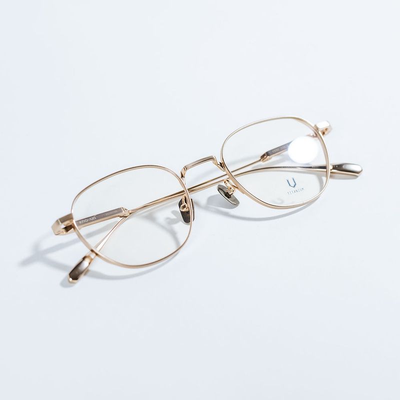 Knouun Round titanium glasses CODE. 102. B Sizzy Gold