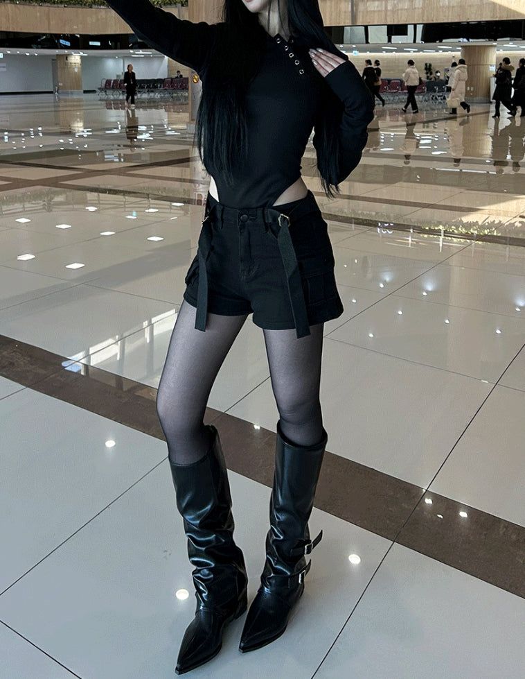 Unfold Leather Knee High Boots