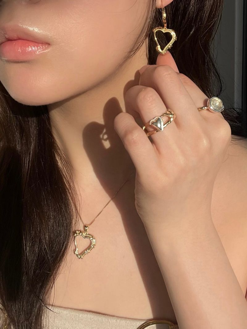 NOTE RING GOLD(silver+16K gold plated, rutilated quartz)