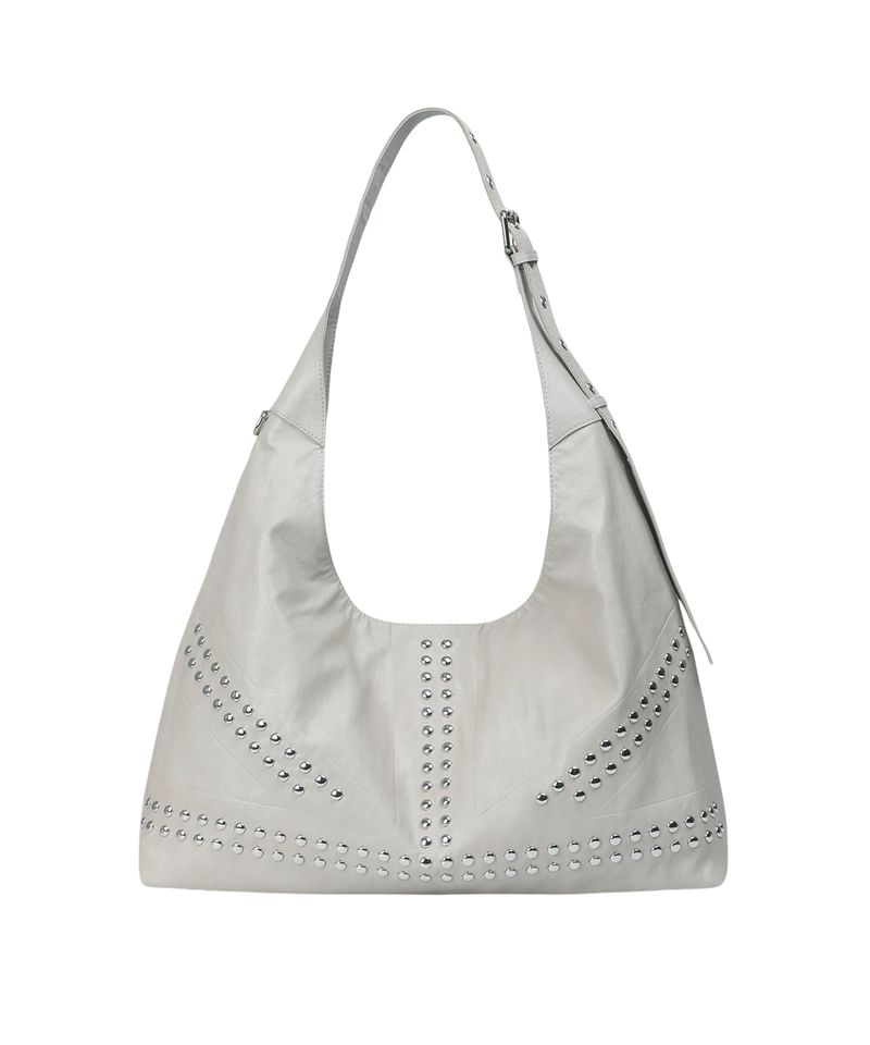 Union Jack Stud Line Shoulder Bag - GRAY