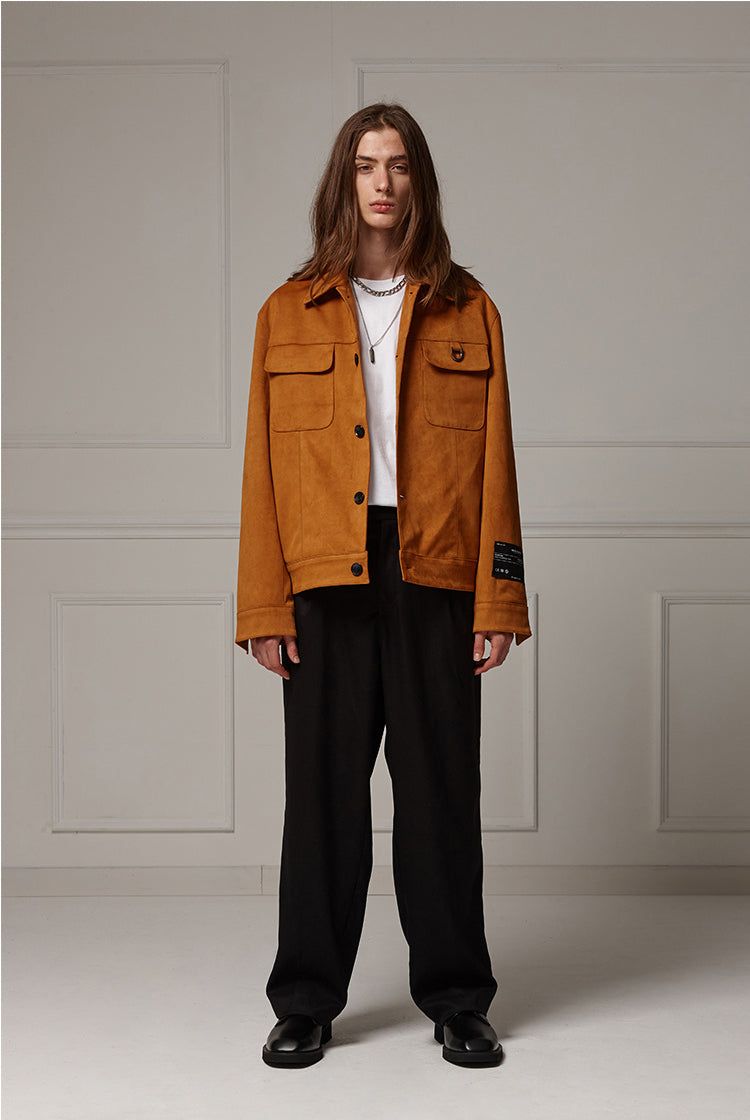 Suede wide pocket jacket