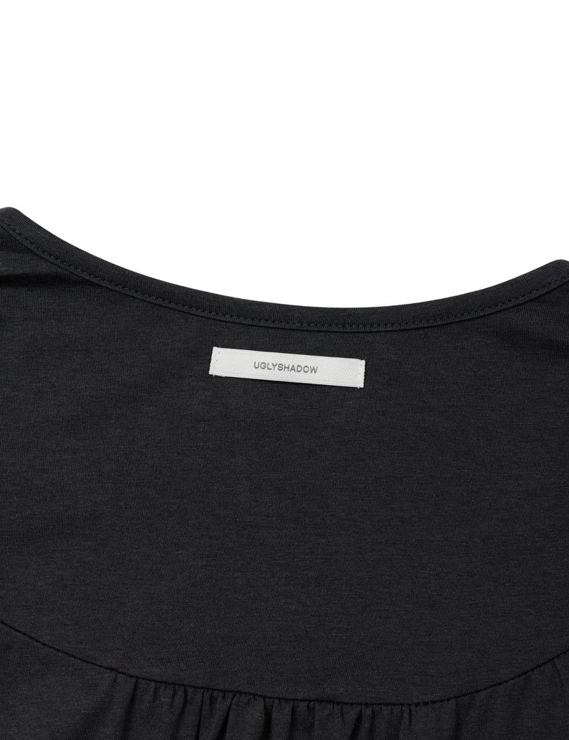 RUFFLE TIE TOP(CHARCOAL)