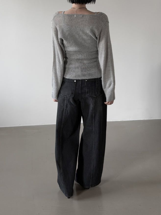 Colin V-neck Wrap Button Wool Knit