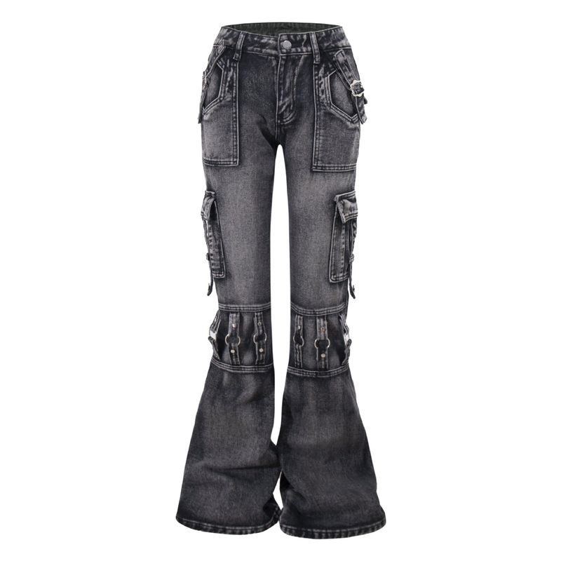 Cargo Pocket Flare Denim Jeans